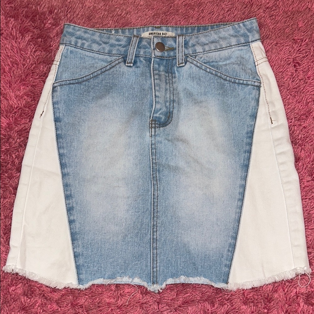 ♡ American Bazi mixed color denim skirt
